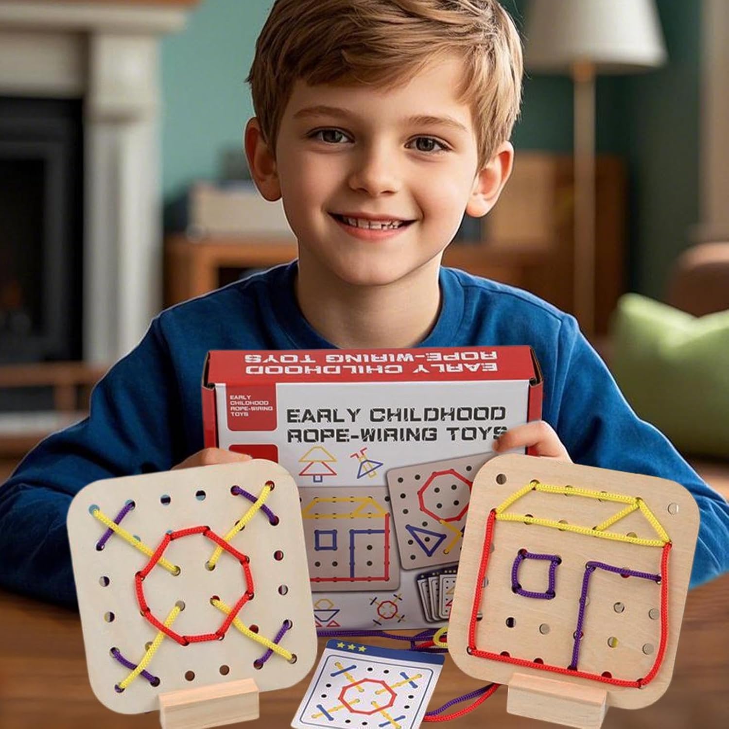 Juguetes de madera Mont-essori con cordones, juego de rompecabezas de educación temprana, juguetes de motricidad fina, juego de viaje, kit de costura para juguetes de primera infancia