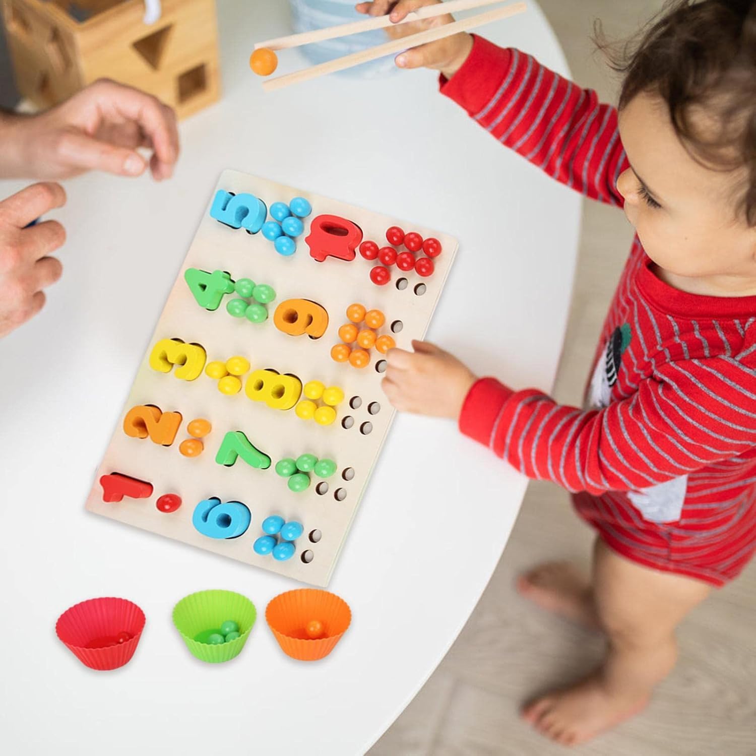 Jeu de perles sur planche en bois - Puzzle de codage couleur sûr | Jouets en bois Montessori, perles à clip pour entraînement cérébral, jouets de perles avec baguettes, puzzles éducatifs précoces pour Noël, cadeau de fête d'anniversaire Générique