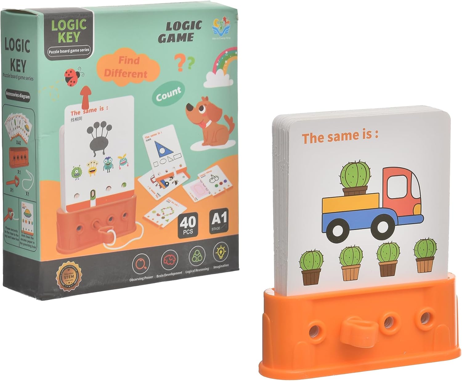 Fidtoy Montessori Activité de Verrouillage avec 40 Cartes Défi