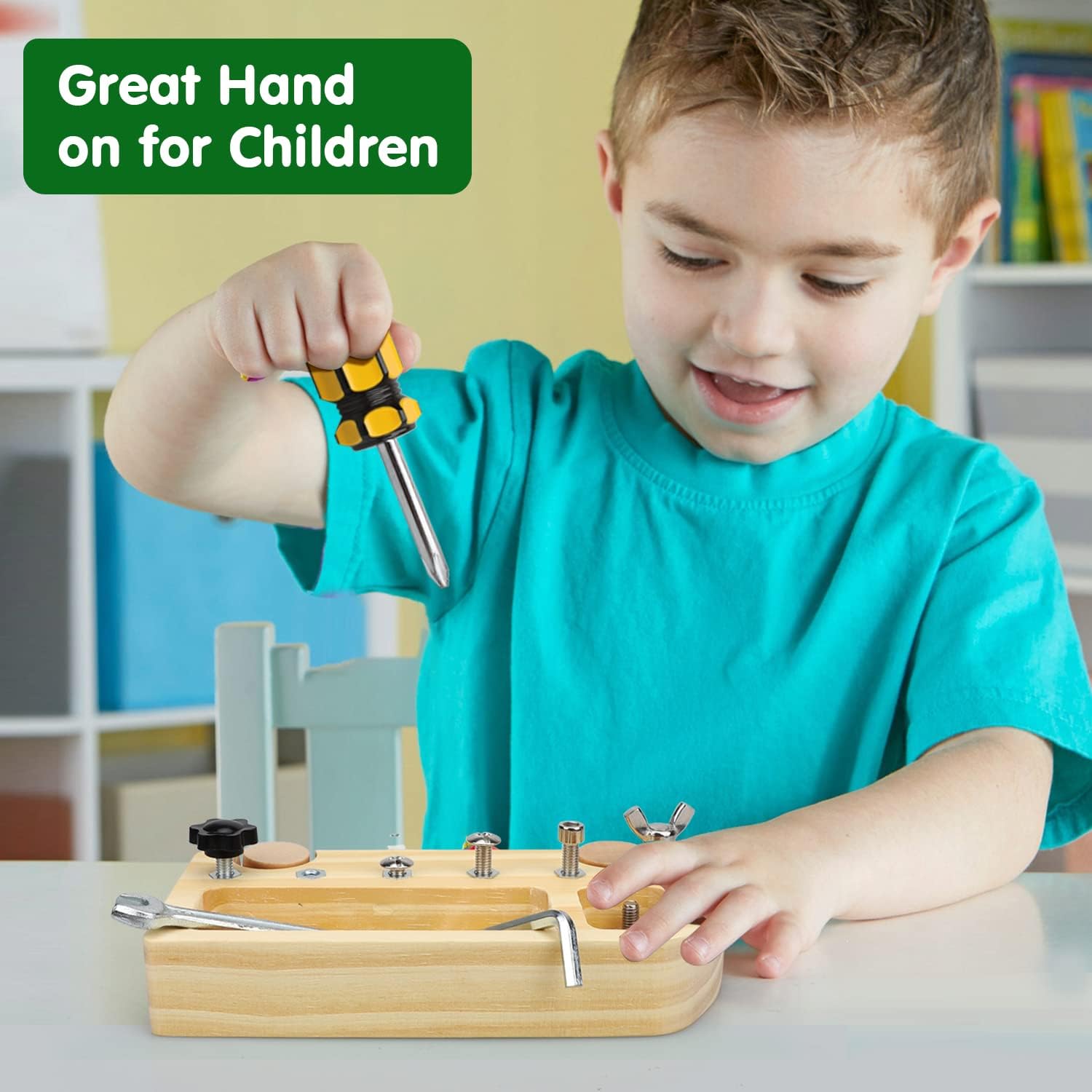 TOY Life Plateau de tournevis Montessori en bois pour tout-petits et enfants de 3, 4 et 5 ans, jouets d'apprentissage préscolaire sensoriels Busy Bus