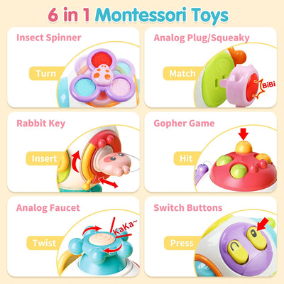 Fidtoy 6-in-1 Busy Catch Ball Activity Cube for Toddlers, Montessori Sensory Busy Cube with Switches, Plug, Rabbit Key, Fidget Spinner and Fine Motor Activities Age 18M+