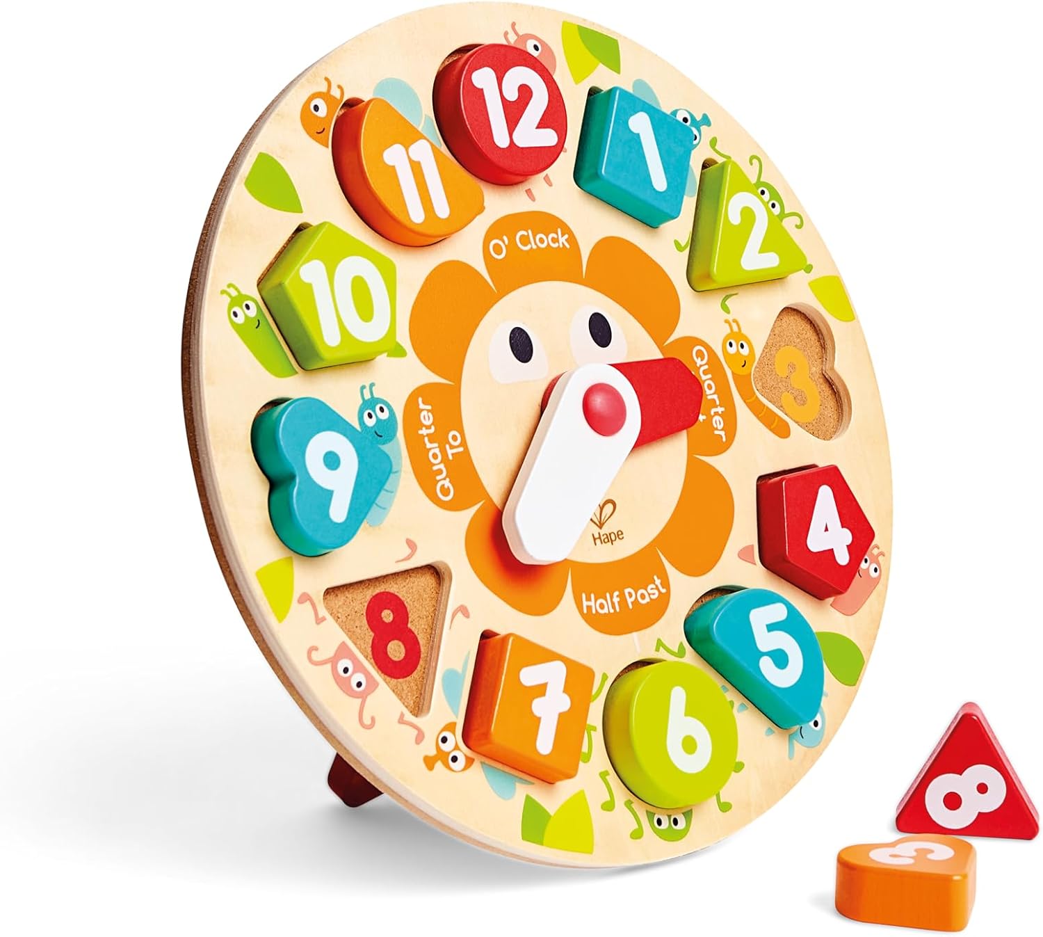 Fidtoy Wooden Clock Puzzle Toy for Kids Time Learning Board