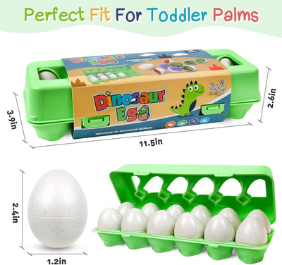 Fidtoy Dinosaur Matching Eggs Toy for Toddlers – Montessori Shape Sorting Learning Eggs Set