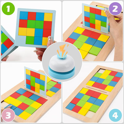 Jeu de combat Fidtoy avec Cube Rubik Coloré pour 2 joueurs, Puzzle en bois à motifs assortis