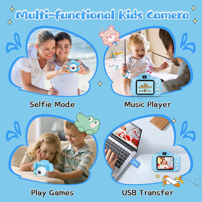 Fidtoy Kids Digital Camera 48MP 1080P Toddler Mini Camera with 32GB Card