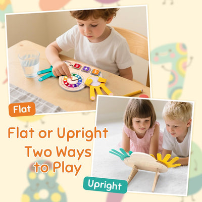 Jouet d'apprentissage Montessori mathématiques et horloge pour enfants de 3 à 5 ans, jouet éducatif en bois avec blocs numériques, aiguilles de comptage et cartes de routine – Apprenez l'addition