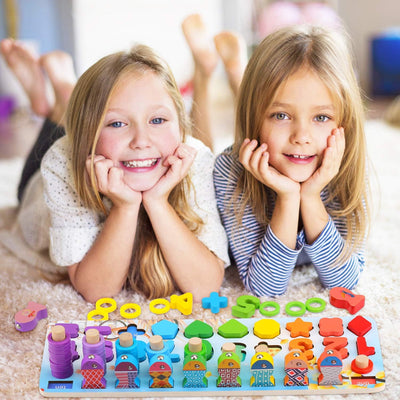 Fidtoy Wooden Magnetic Fish Counting Board Montessori Toy