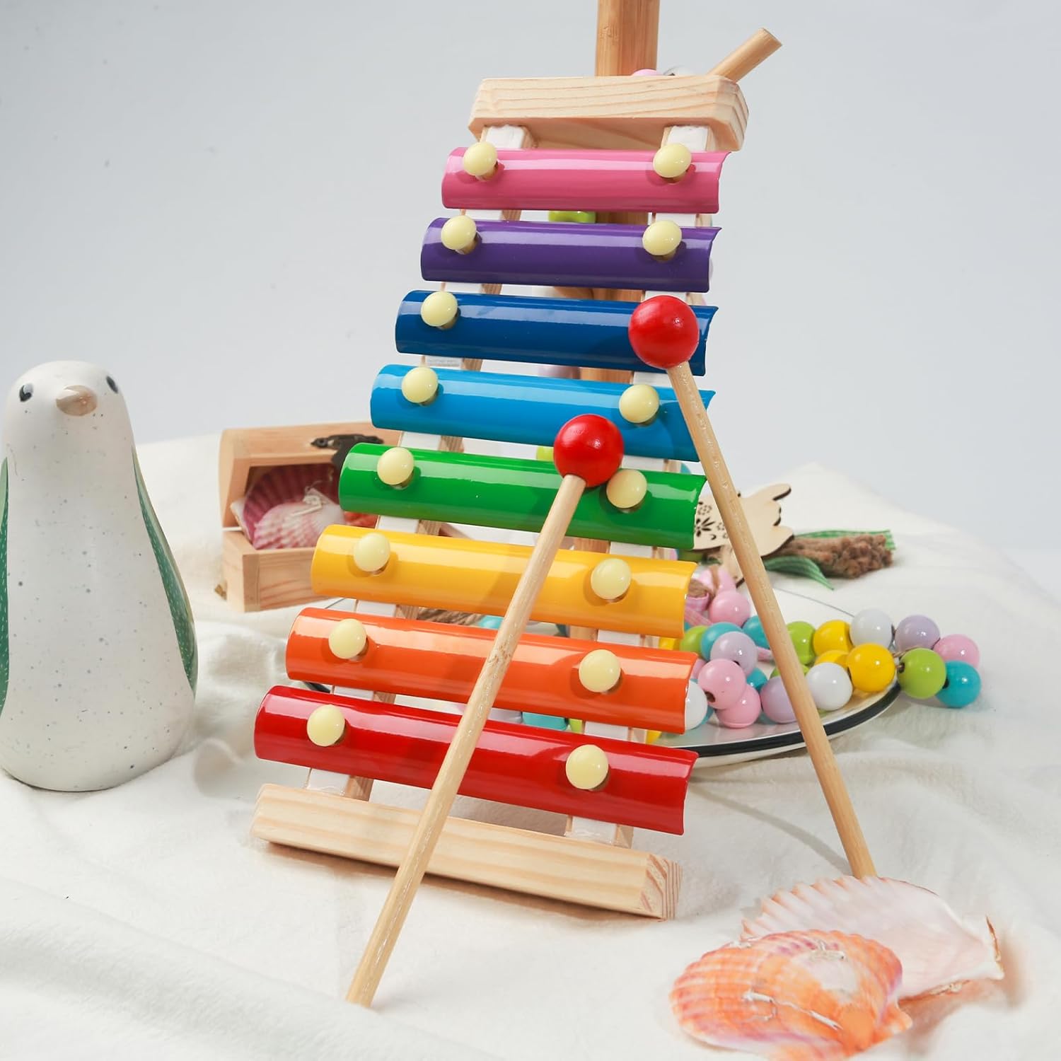 Fidtoy Wooden Xylophone Toy for Kids 3+ Montessori Musical Instrument
