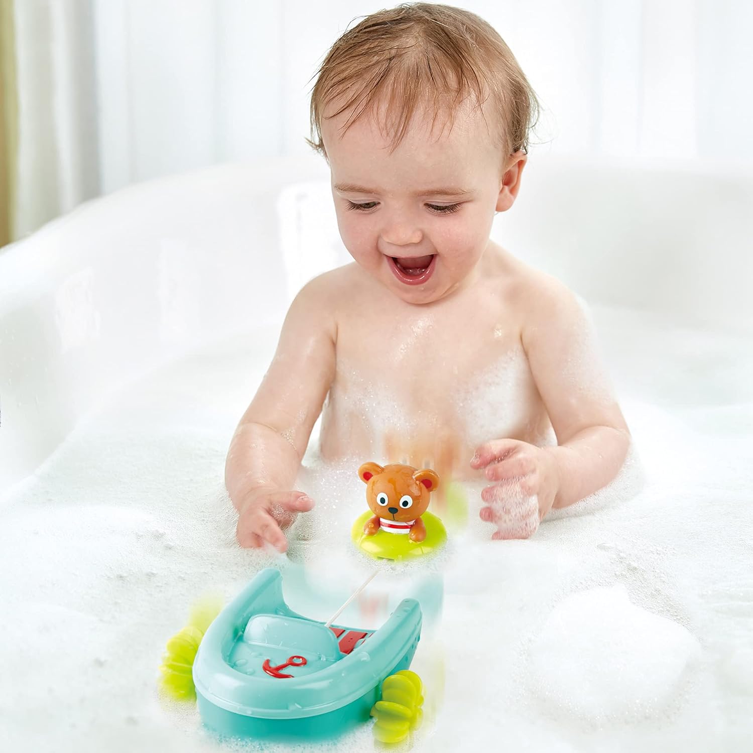 Fidtoy Bateau de Bain Rétrofriction Ours en Peluche pour Tout-Petits Jeu d'Eau
