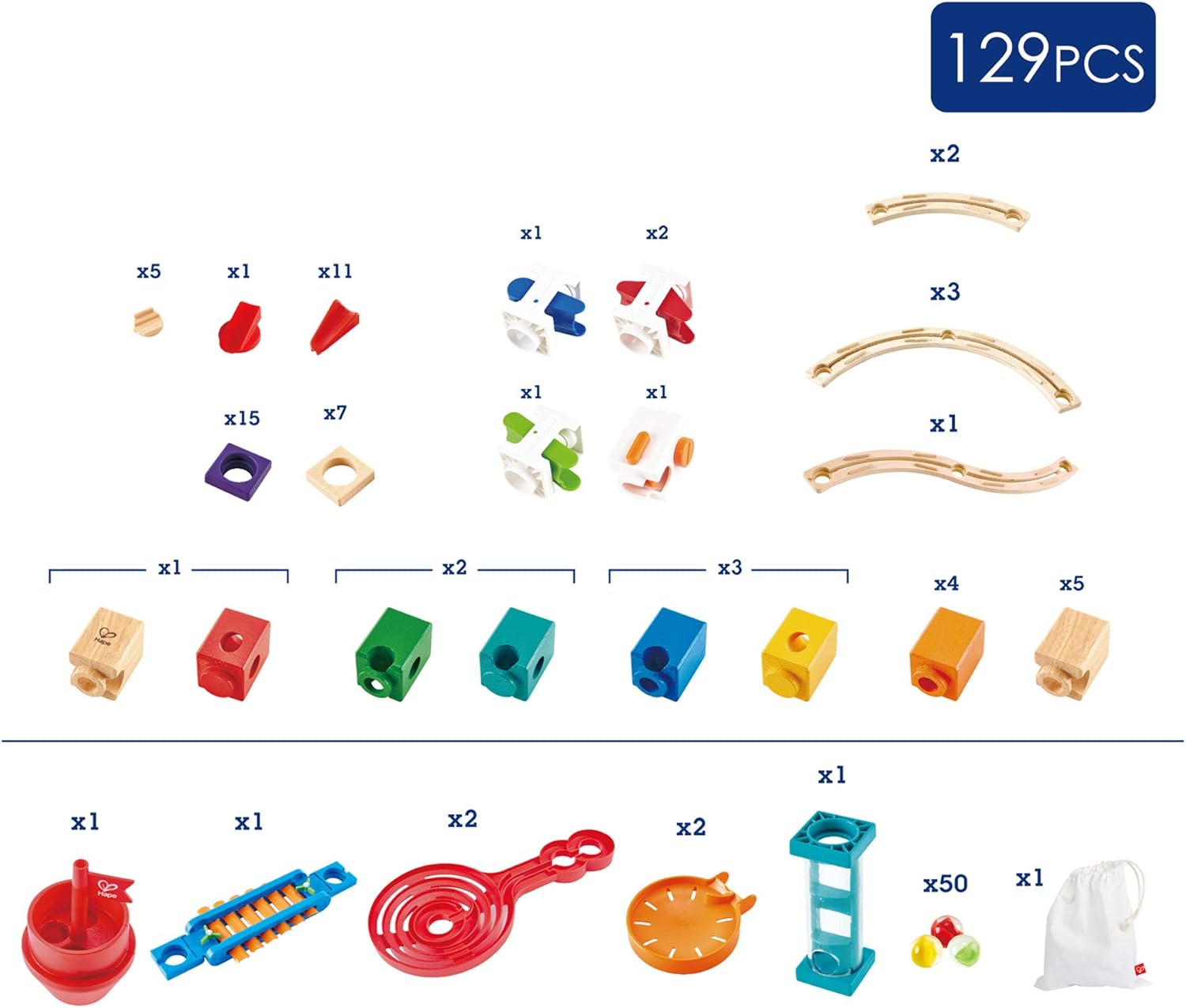 Fidtoy Wooden Marble Run Construction Building Set STEM Toy