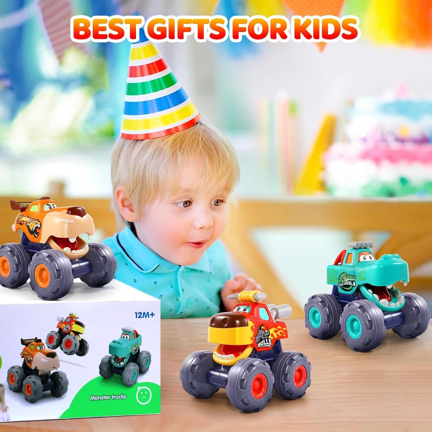 Juego de camiones monstruo Fidtoy Animal para niños pequeños