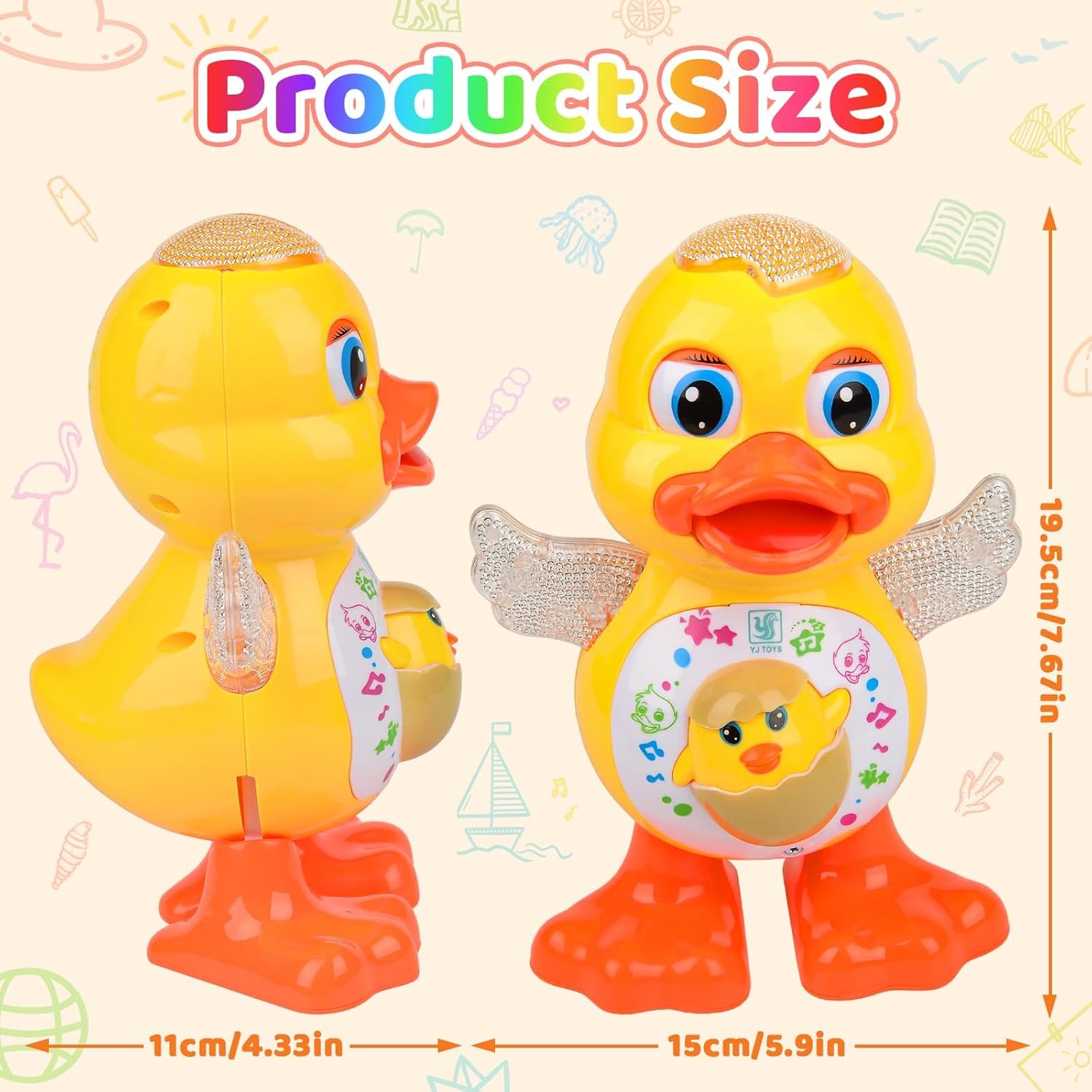 Jouet Canard Musical Dansant Fidtoy avec Lumières et Musique – Jouet Canard Interactif et Mobile pour Tout-petits et Enfants
