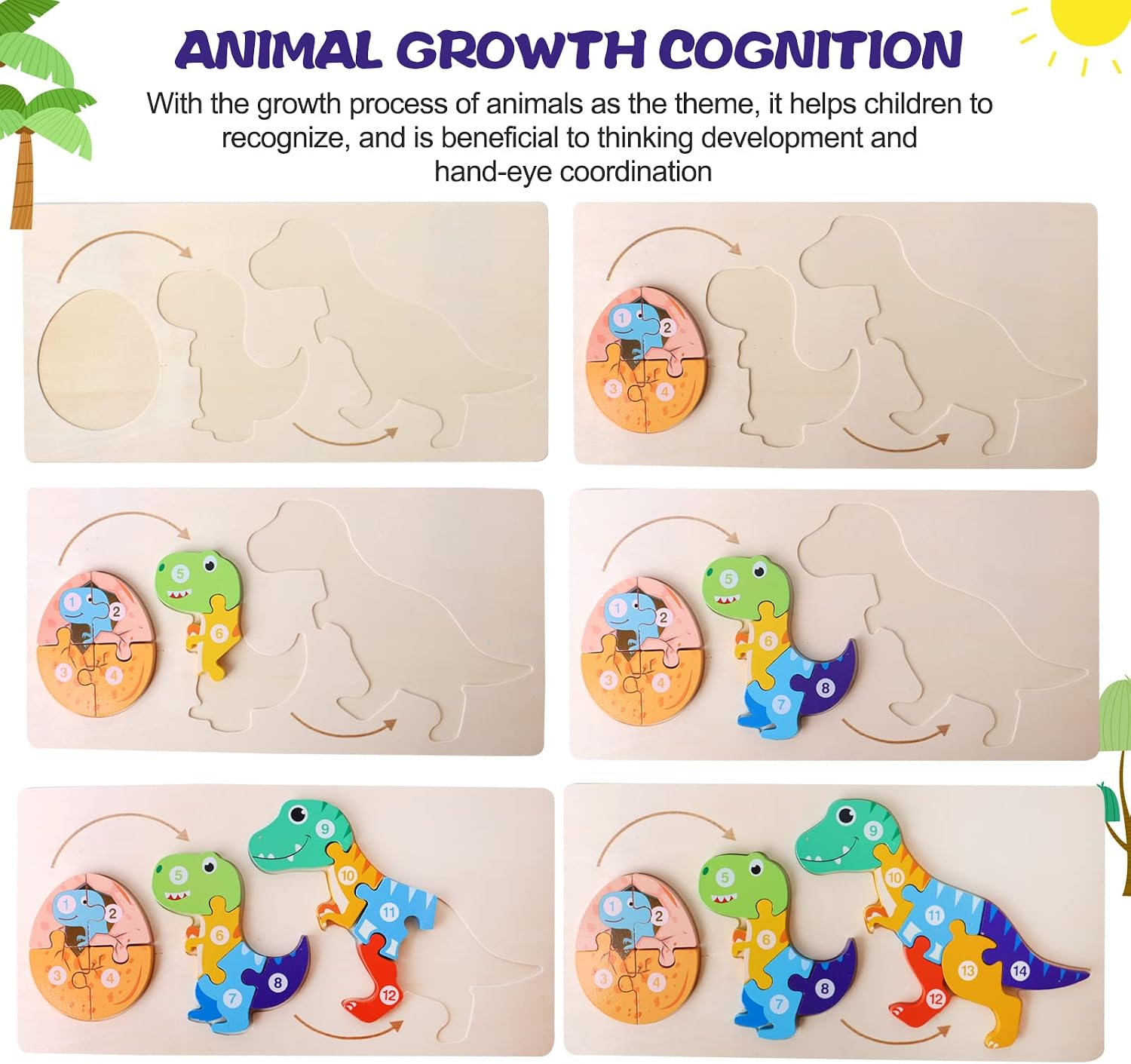 Rompecabezas cognitivo 3D del crecimiento animal - Animales aleatorios