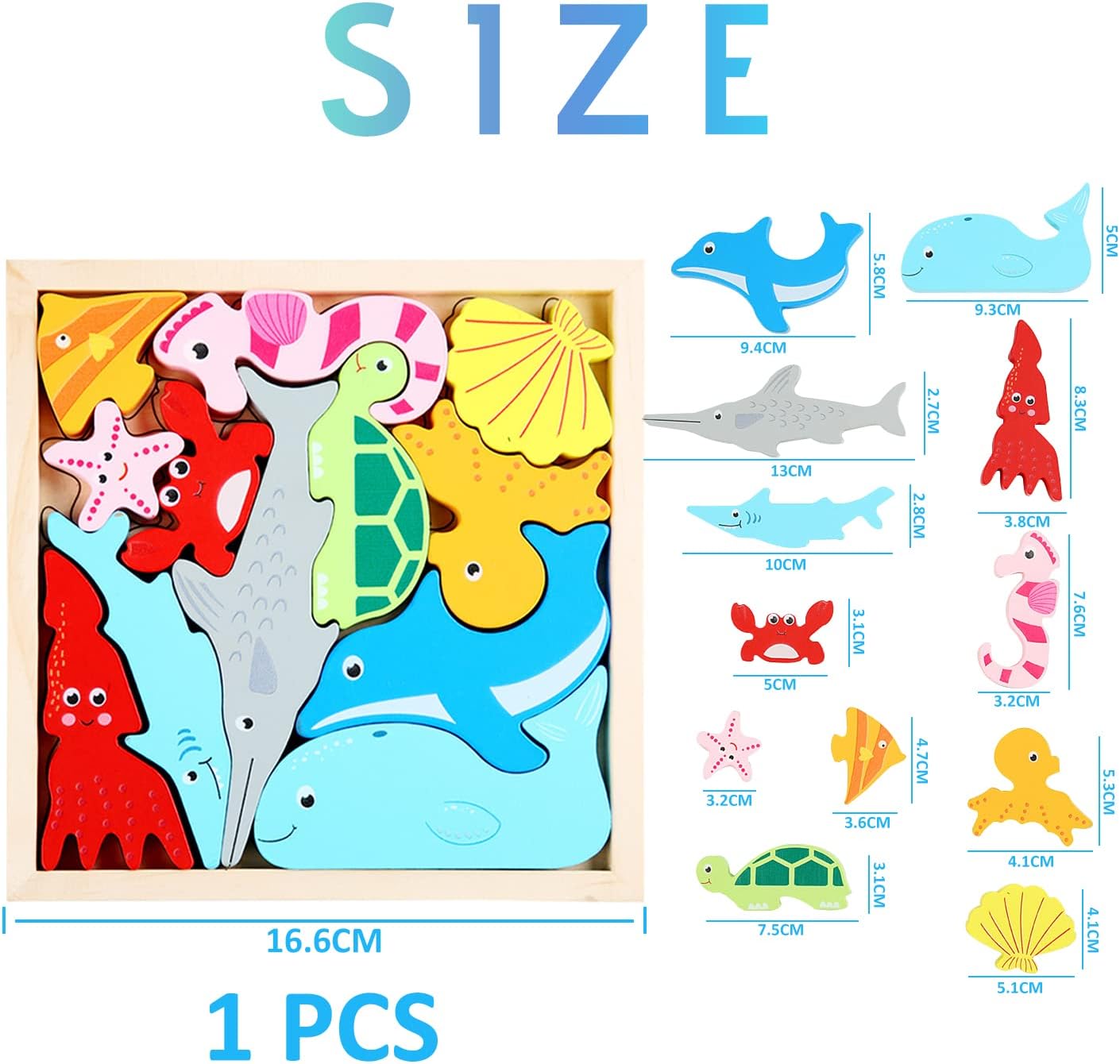 Fidtoy Tangram Animaux Marins – Puzzle 3D Montessori en bois pour enfants
