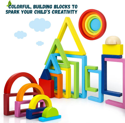 Jeu de construction en bois empilable Fidtoy Rainbow pour les tout-petits de 1 à 5 ans