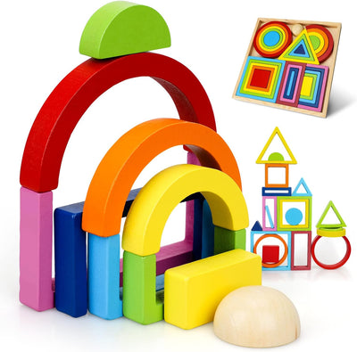 Jeu de construction en bois empilable Fidtoy Rainbow pour les tout-petits de 1 à 5 ans