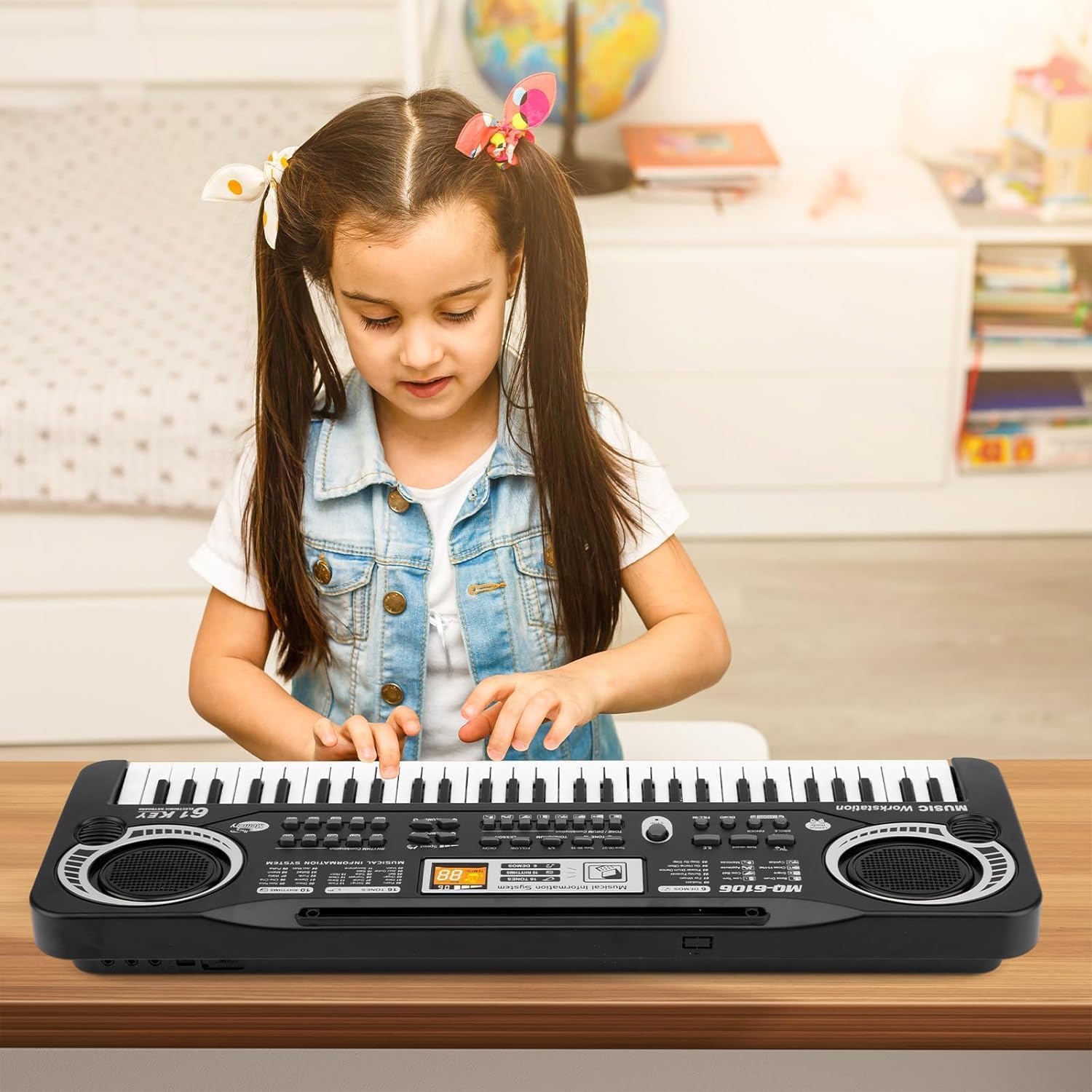 Clavier de piano musical 61 touches Fidtoy avec microphone pour enfants, jouet de piano électronique pour débutants