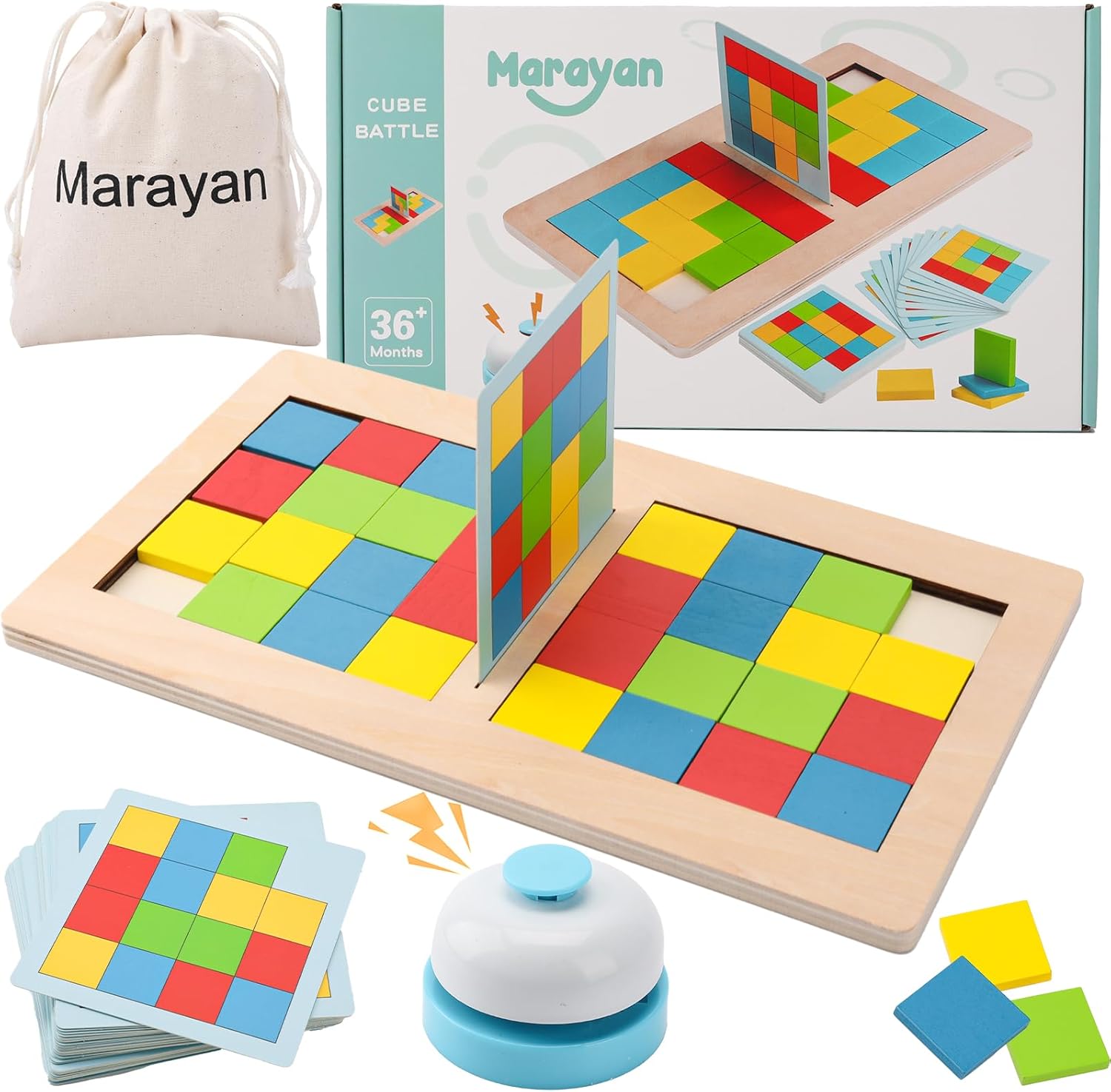 Jeu de combat Fidtoy avec Cube Rubik Coloré pour 2 joueurs, Puzzle en bois à motifs assortis