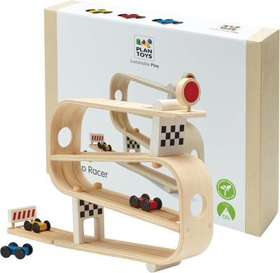 Fidtoy Coche de juguete de madera con rampa para niños - Juguete de aprendizaje interactivo