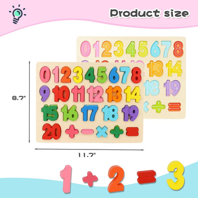 Fidtoy Tableau d'apprentissage des chiffres en bois 3D 0-20 Montessori, puzzle mathématique pour tout-petits, jeu éducatif de reconnaissance des formes et de comptage des chiffres