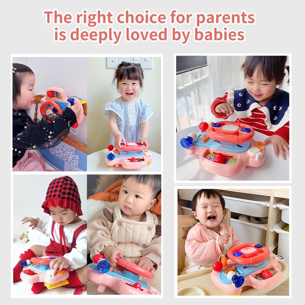 Fidtoy Interactive Steering Wheel Navigation Bridge Play Set for Babies Car Ride Pretend Driving Toy