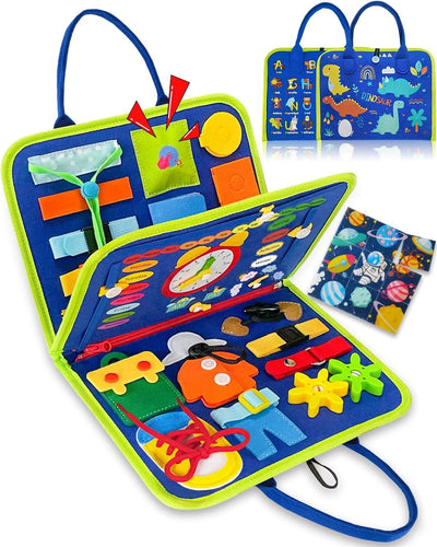 Fidtoy Tablero de Actividades 8 en 1 – Juguete Educativo con Forma de Bolso para Niños Pequeños de 2+ Años