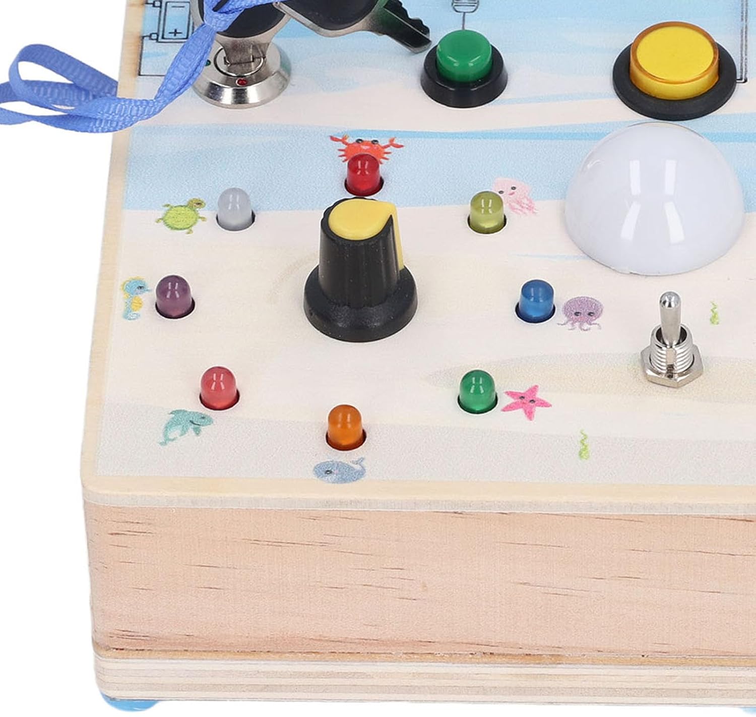 Fidtoy Montessori Tablero Ocupado con Interruptor de Luz LED Tablero Sensorial de Doble Cara Laberinto Magnético Juguete Educativo de Habilidades Motoras Finas Juguete de Viaje Silencioso Regalo