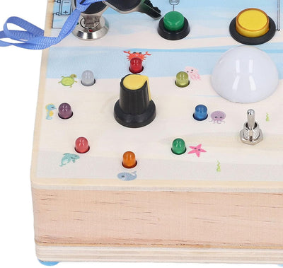 Fidtoy Montessori Tablero Ocupado con Interruptor de Luz LED Tablero Sensorial de Doble Cara Laberinto Magnético Juguete Educativo de Habilidades Motoras Finas Juguete de Viaje Silencioso Regalo