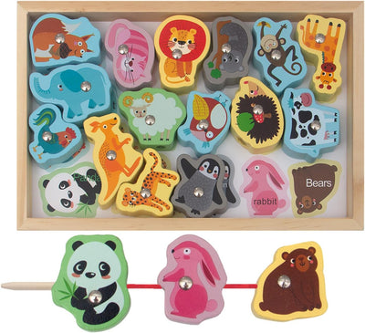 Wooden Fishing Game Toys,Safe and Harmless Magnetic 2-in-1 Fishing Game - Montessori Fishing Game No Sharp Edge Birthday Christmas Gift for Boys Girls Hiyoyo