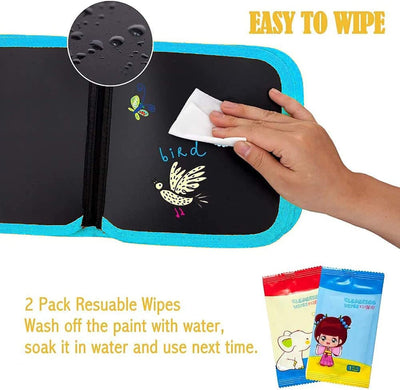 Fidtoy Livre de Dessin Réutilisable pour Enfants – Cahier de Gribouillage Effaçable avec Marqueurs Lavables, Tablette de Dessin Portable pour Voyage, Thème Dinosaure et Pratique d'Écriture Créative