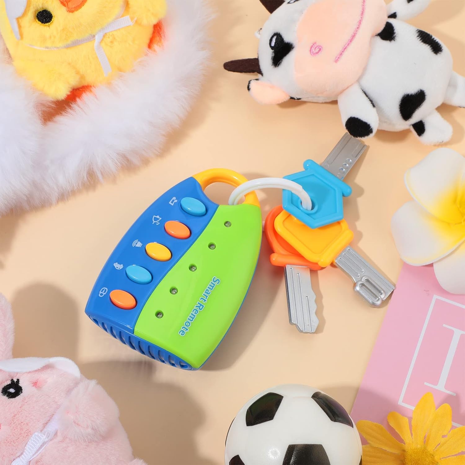 Fidtoy Jouet musical clé de voiture pour les tout-petits – Jouet interactif télécommande de voiture pour bébé avec lumières, sons et 10 chansons pour le jeu d'apprentissage précoce