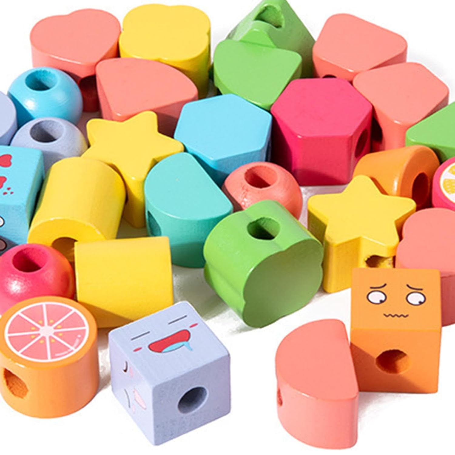 ATORSE™ Juguete apilable de formas a juego y cuentas de encaje para regalo de cumpleaños para niños y bebés | Juguetes para bebé | Juguetes de desarrollo para bebé