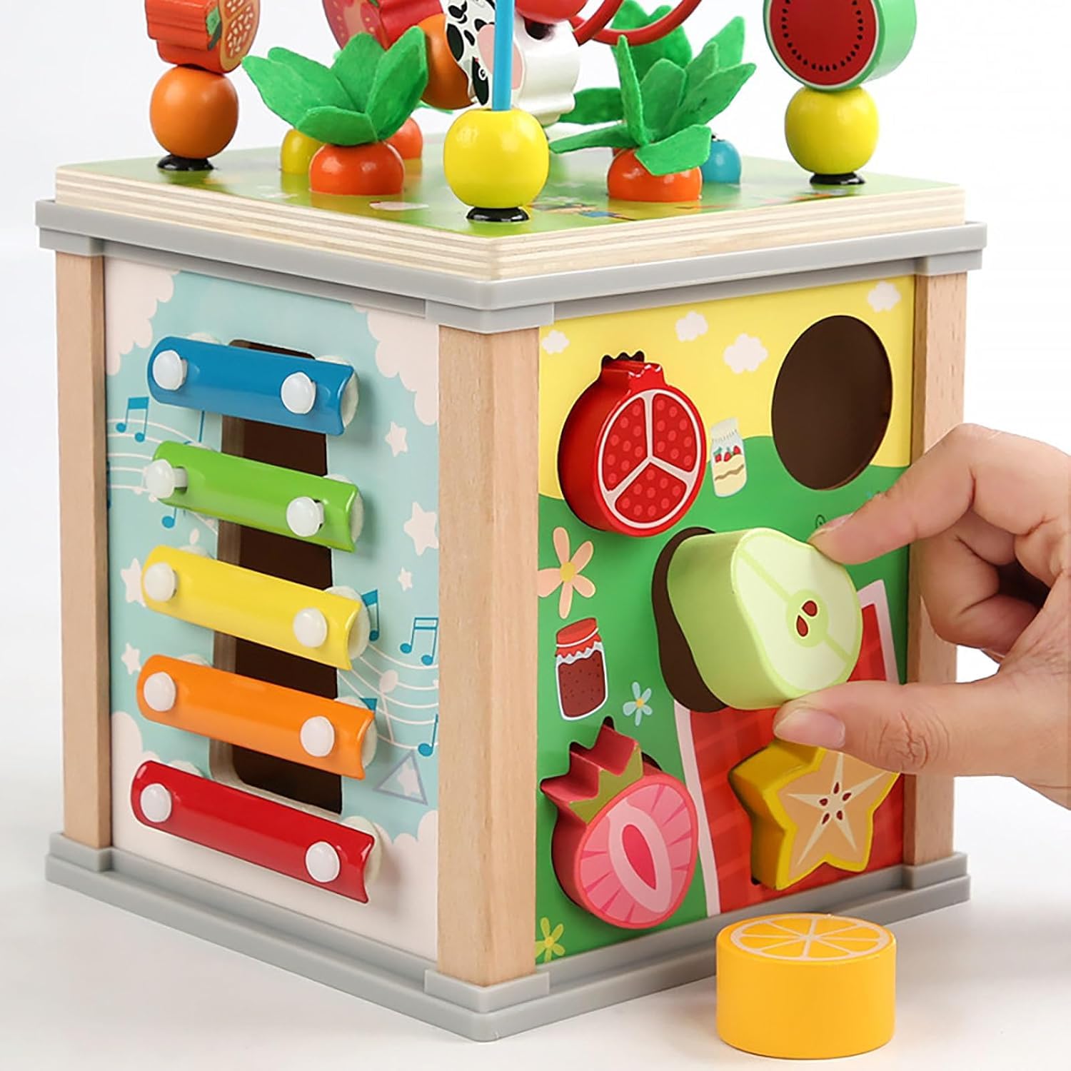 Fidtoy Boîte à trésors à perles multifonction Jouet d'activité Montessori