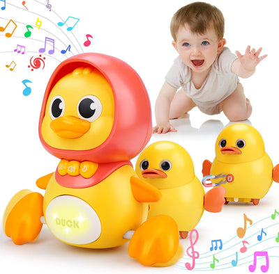 Fidtoy Baby Musical Duck Toy Set with Light Sound Crawling Fun