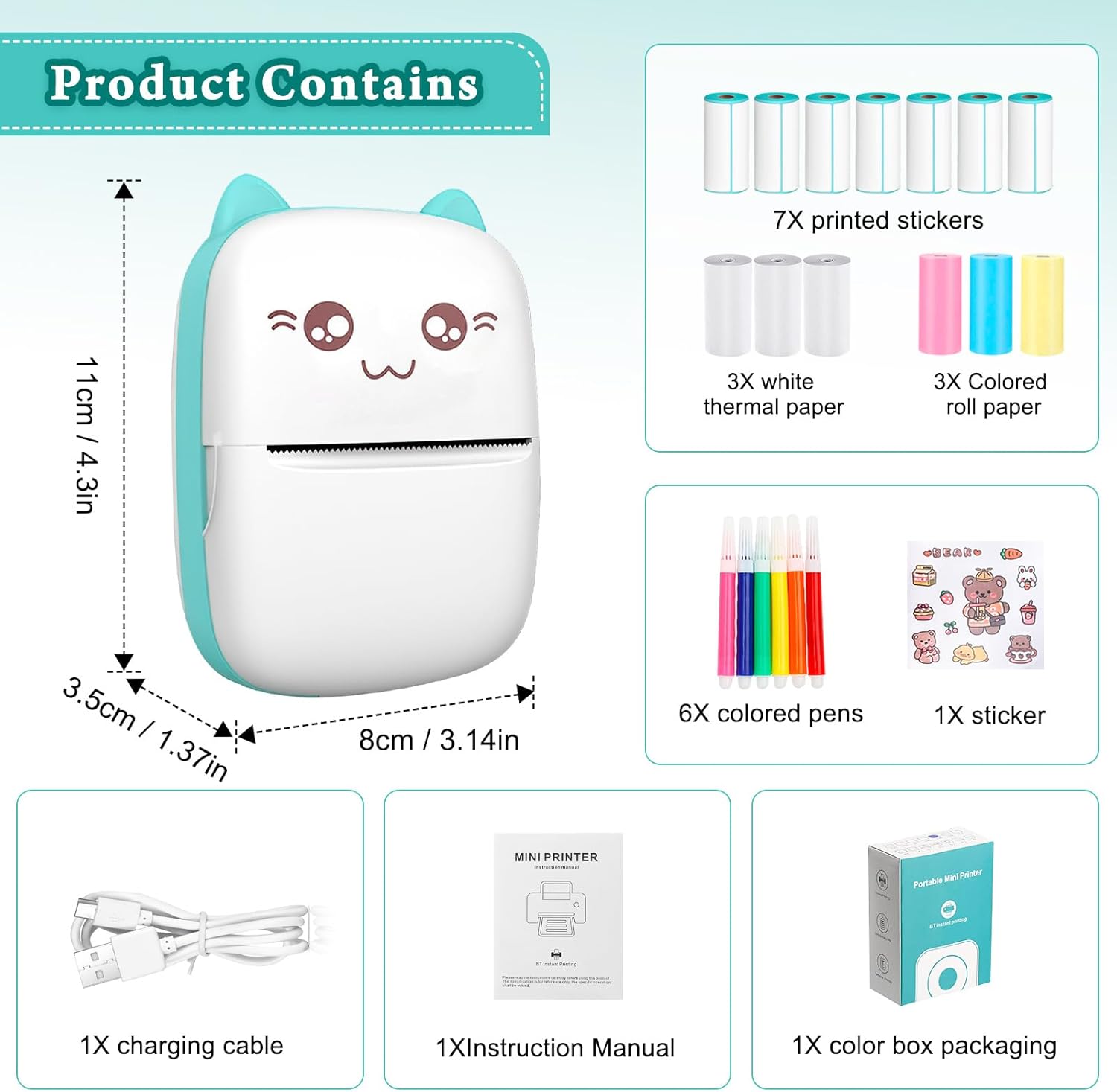 Fidtoy Mini Portable Photo & Sticker Printer with Bluetooth