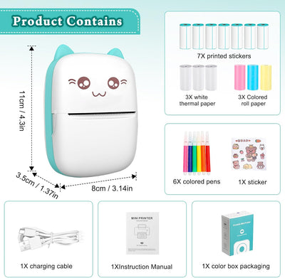 Fidtoy Mini Portable Photo & Sticker Printer with Bluetooth