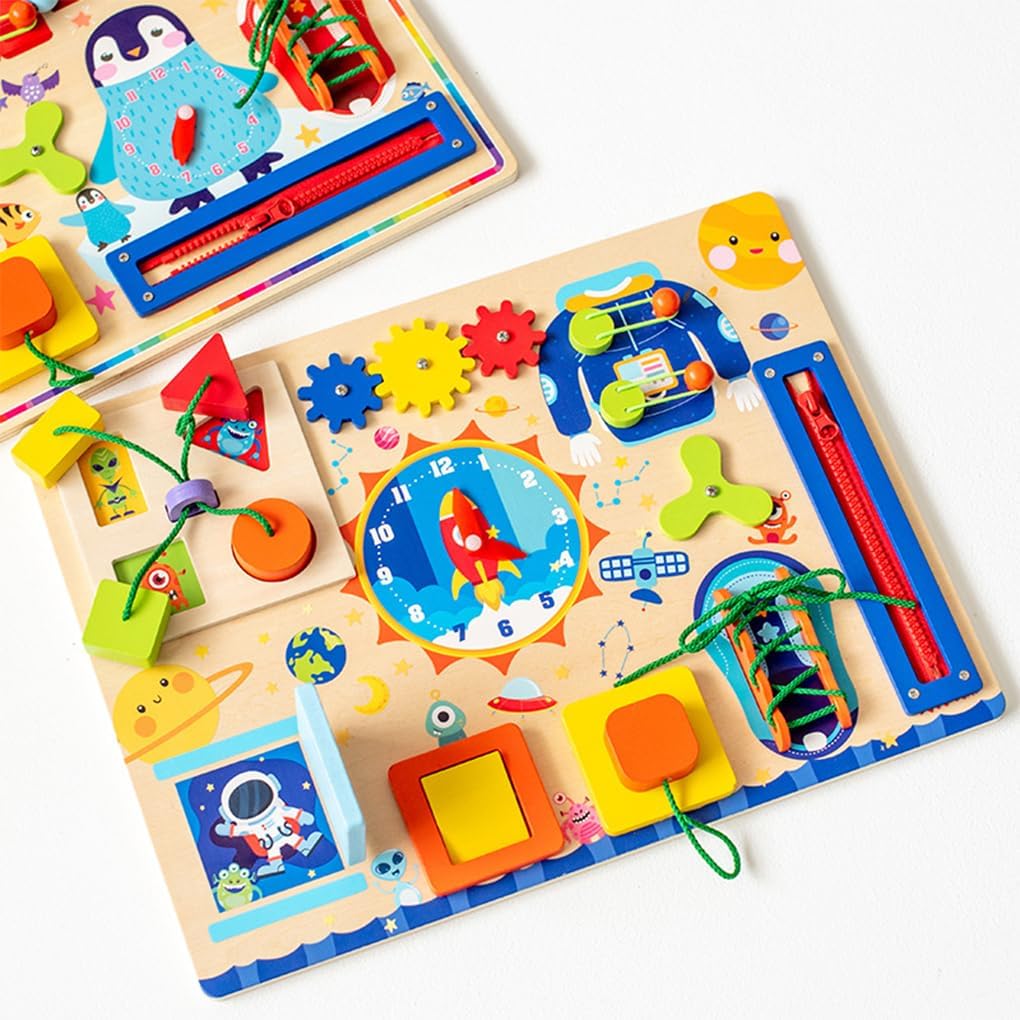 Libro Sensorial Montessori Fidtoy para Bebés, Tablero de Actividades Sensoriales con Cremalleras, Hebillas, Botones, Juguete de Aprendizaje, Habilidades Motoras Finas, Juguete Silencioso de Viaje, Regalo