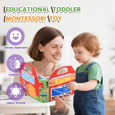 Libro tranquilo de granja de fieltro 3D, juguete Montessori de tablero de actividades de 1 a 3 años, tablero de actividades de libro tranquilo para niños, juguete de regalo para niñas y niños