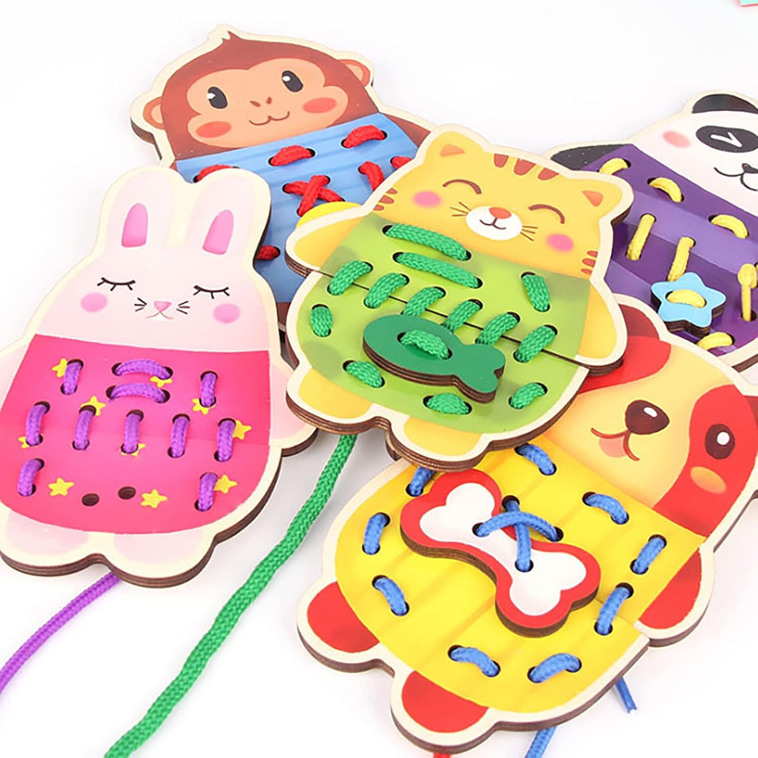 Puzle, Juego de Mesa, Cordones, Práctica de Lazos, Tipo Animal Lindo, Varios Animales, Cordones, Agujetas, Materiales Didácticos de Fieltro, Juguetes Educativos, Formas, Botones, Coloridos, Juguetes de Madera, Producción