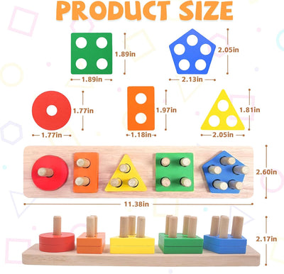 Fidtoy Jouet d'apprentissage Puzzle à encastrer en bois pour tout-petits