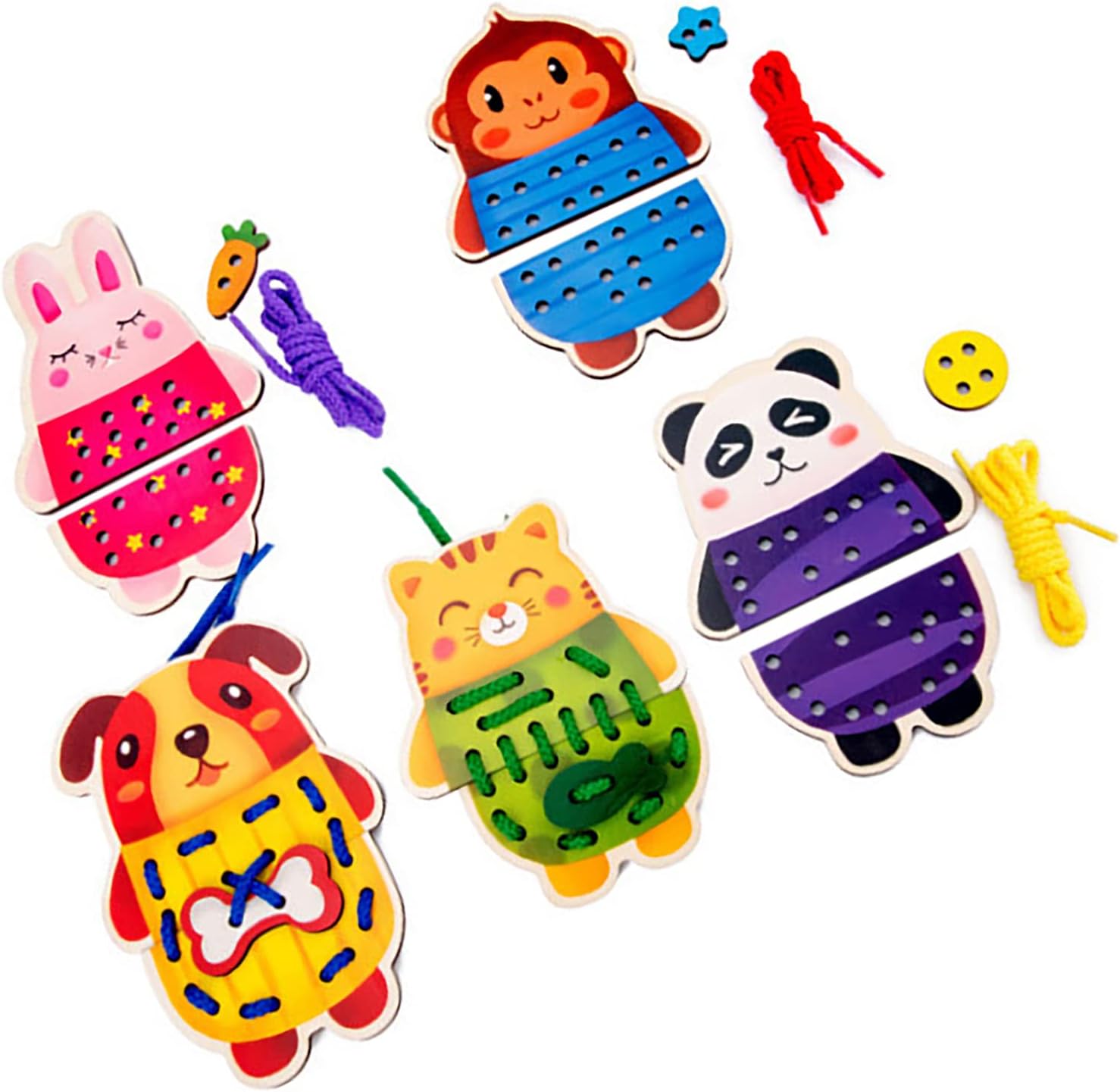 Puzle, Juego de Mesa, Cordones, Práctica de Lazos, Tipo Animal Lindo, Varios Animales, Cordones, Agujetas, Materiales Didácticos de Fieltro, Juguetes Educativos, Formas, Botones, Coloridos, Juguetes de Madera, Producción
