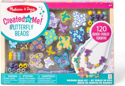 Fidtoy Butterfly Wooden Bead Set for Kids Jewelry Making