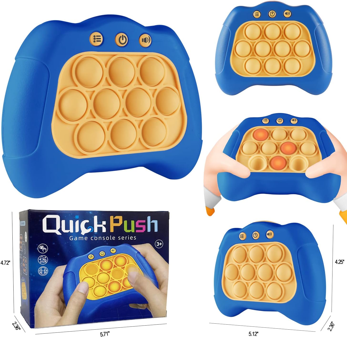 Consola de juegos Fidtoy Pop It – Juguete sensorial portátil con luces para niños de 3+ años