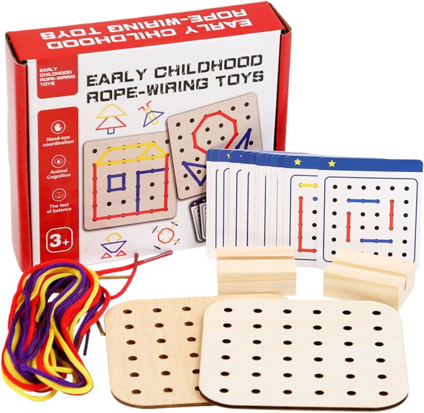 Juguetes de madera Mont-essori con cordones, juego de rompecabezas de educación temprana, juguetes de motricidad fina, juego de viaje, kit de costura para juguetes de primera infancia