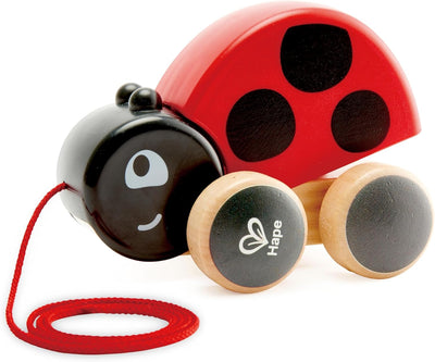 Fidtoy Ladybug Pull Along Toy Wooden Toddler Walking Toy