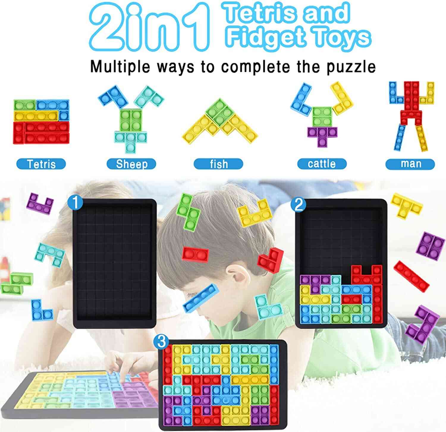Montessori Australia TetrisPOP™ Puzle de burbujas antiestrés 2 en 1