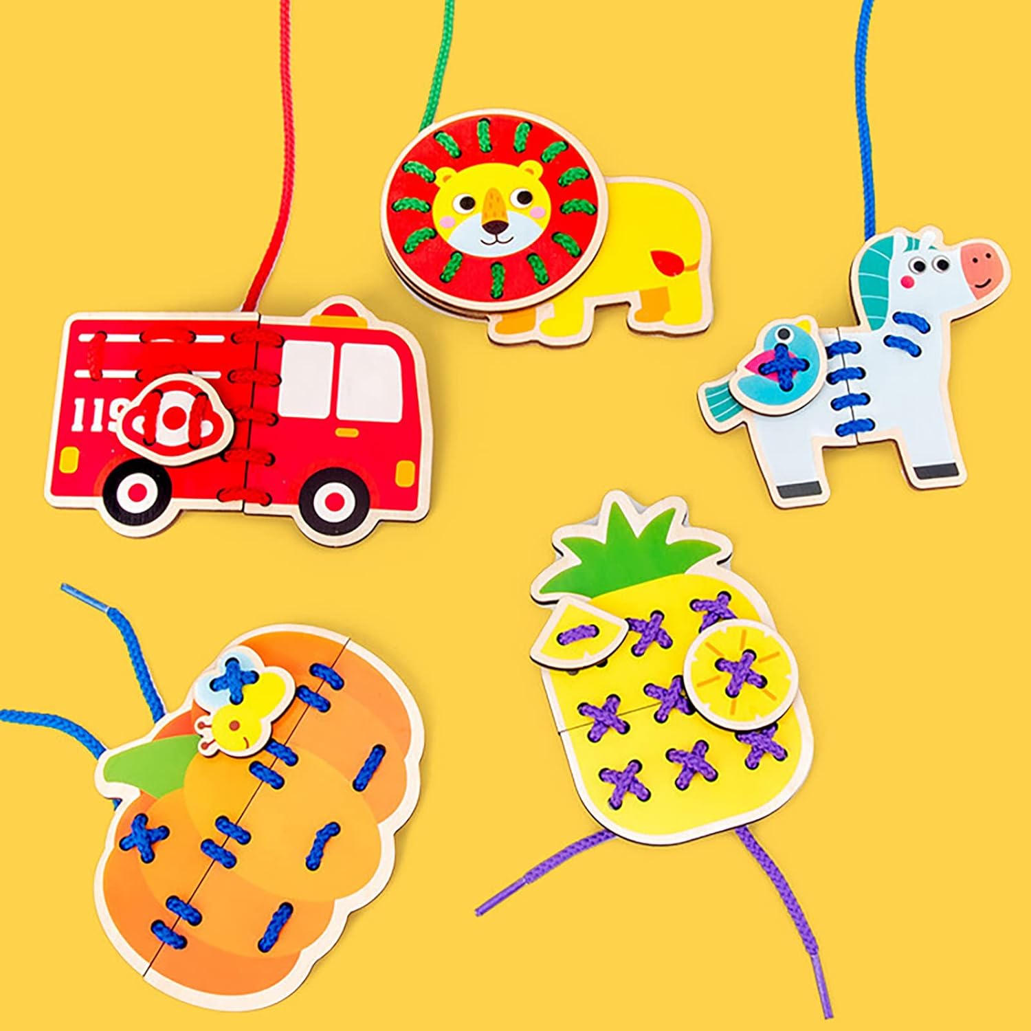 Puzle, Juego de Mesa, Cordones, Práctica de Lazos, Tipo Animal Lindo, Varios Animales, Cordones, Agujetas, Materiales Didácticos de Fieltro, Juguetes Educativos, Formas, Botones, Coloridos, Juguetes de Madera, Producción