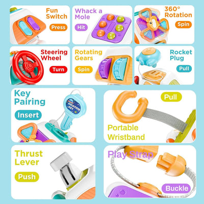 Fidtoy Cube d'activités Montessori 10 en 1, cube d'activités sensoriel en plastique avec 10 panneaux d'activités, jouets rotatifs, volant, clés à assortir et interrupteurs, pour les 6 mois et plus