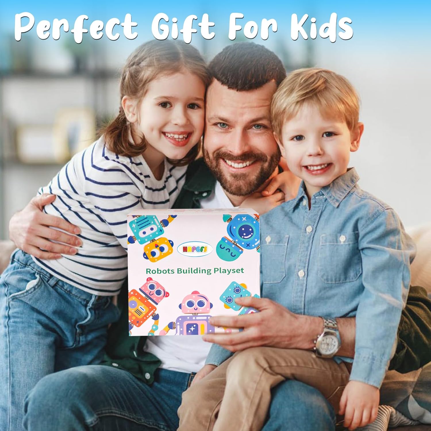 Fidtoy Wooden Robot Building Toy Snap Construction Set for Kids