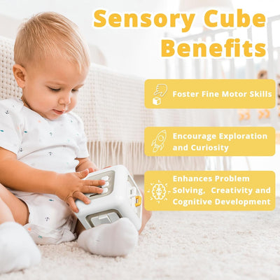 Fidtoy Cube Montessori d'activités 6 en 1 pour tout-petits – Cube d'activités sensorielles portable avec boutons, engrenages, textures, jeu de motricité fine et apprentissage en voyage